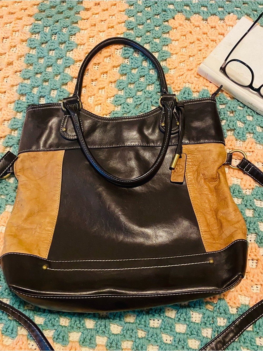 Giani Bernini Two-Tone Shoulder Bag Crossbody Bag. See photos for any blemishes.